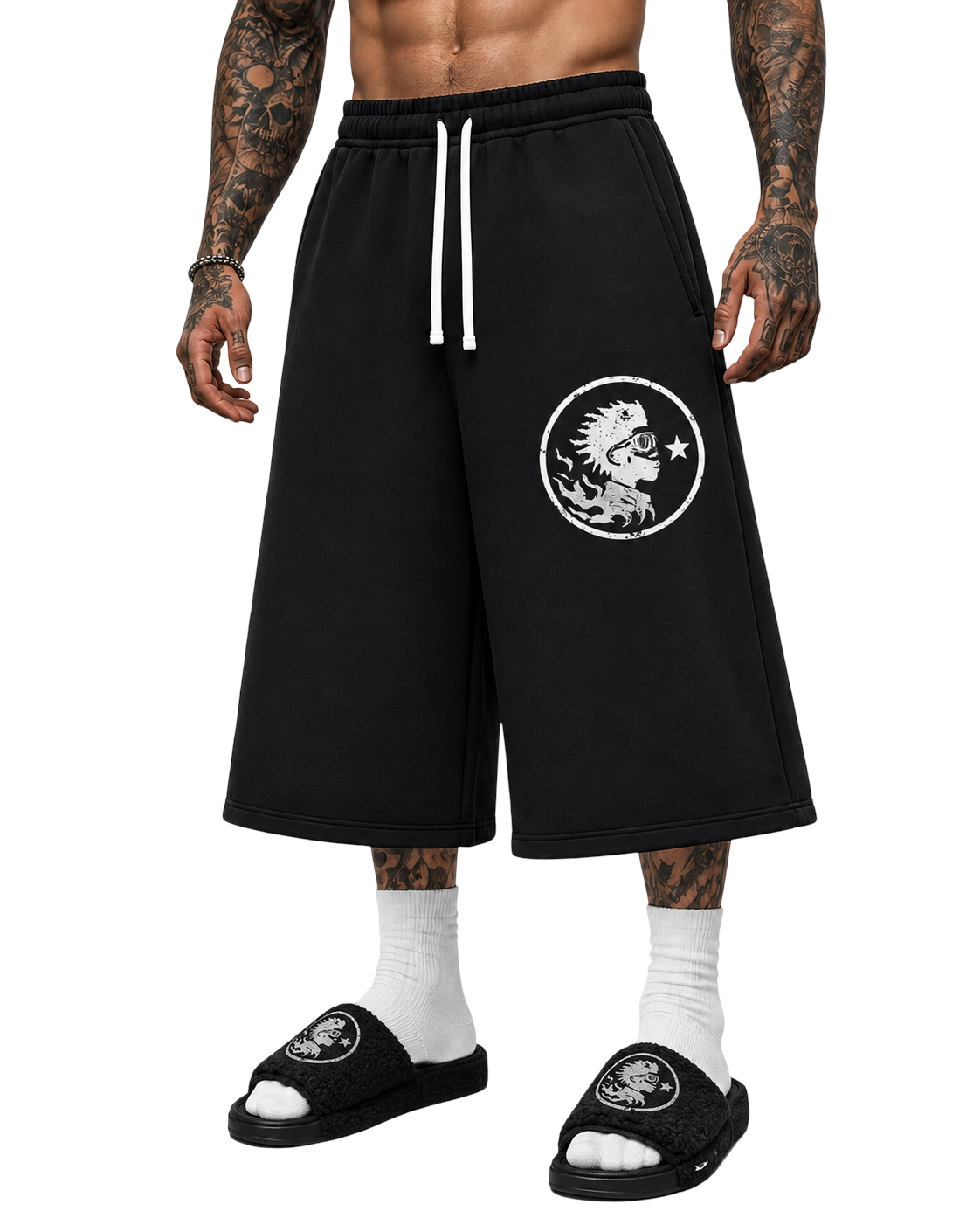HarderThanHard Relaxed Drawstring Three-quarter Sweatpants